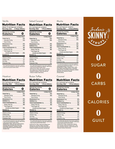 Sirope de Café Sin Azúcar Jordan - Paquete de 6 Sabores 750 ml