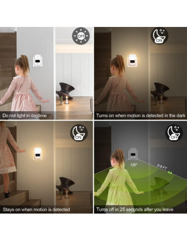 Luz Nocturna LED AMZStone con Sensor y Reloj 4000K