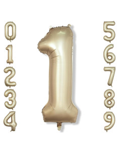 Globo de Número 1 40 cm Oro Metálico para Fiesta Cumpleaños