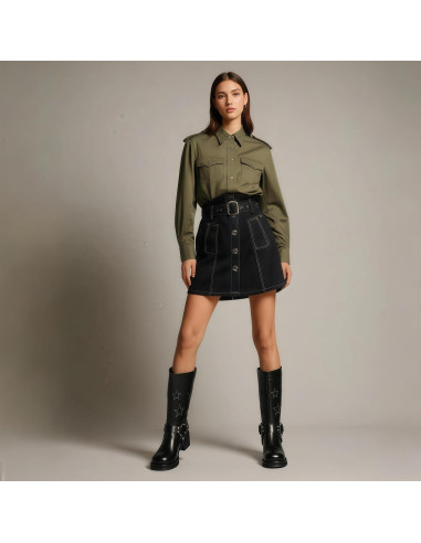 Botas de Motocicleta Goolita para Mujeres con Hebilla y Tacón 5cm