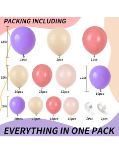 Kit Arco de Globos Isndare Rosa Púrpura y Blanco 105 Piezas 2