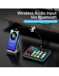 Mezclador de Audio Yinker S6 para Gaming y Streaming RGB 48V 2