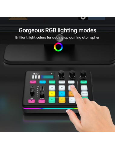 Mezclador de Audio Yinker S6 para Gaming y Streaming RGB 48V