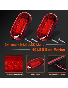 Luces de Marcador Lateral LED Nifeida 2 Pcs Rojo IP67 2