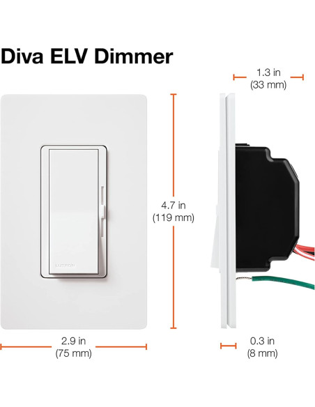 Regulador Electrónico Lutron Diva DVELV-300P-BL 300W Negro