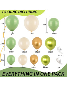 Kit Guirnalda de Globos Verde Salvia Dorado Isndare 2
