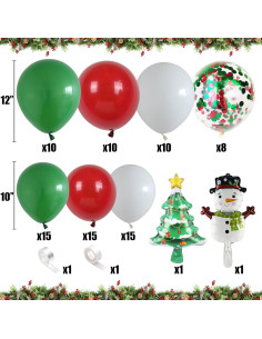 Kit de Globos de Navidad Isndare 104 Piezas Rojo Verde Blanco 2