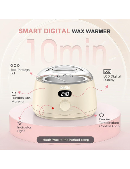 Kit de Depilación KeShi con Calentador Digital y 6 Ceritas