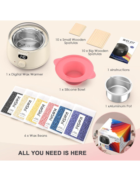 Kit de Depilación KeShi con Calentador Digital y 6 Ceritas