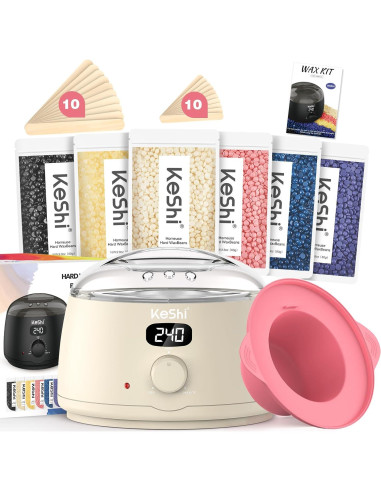 Kit de Depilación KeShi con Calentador Digital y 6 Ceritas