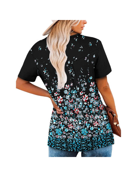 Camiseta de Verano ONLYSHE para Mujeres Manga Corta Floral