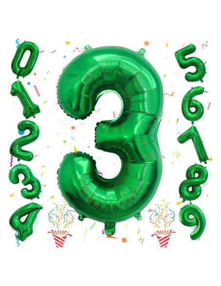 Globo de Número 3 Verde Esmeralda 101,6 cm para Fiesta
