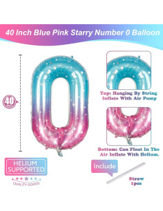 Globo de Número 0 Sirena Isndare 101,6 cm Estrellado 2