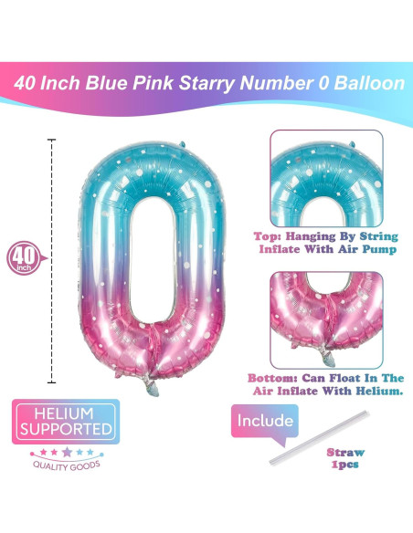 Globo de Número 0 Sirena Isndare 101,6 cm Estrellado