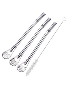 Juego de 3 Pajitas Bombilla de Acero Inoxidable 15.5 cm Datconect