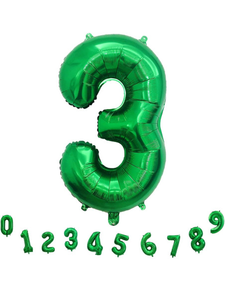 Globo de Número 3 Verde Esmeralda 101,6 cm para Fiesta