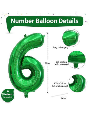Globo de Número 6 Verde Oscuro 101,6 cm para Fiestas