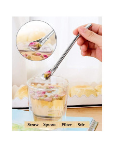 Juego de 3 Pajitas Bombilla de Acero Inoxidable 15.5 cm Datconect 2