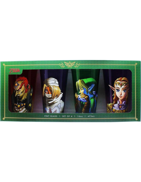 Set de 4 Vasos de Vidrio The Legend of Zelda 0.47L