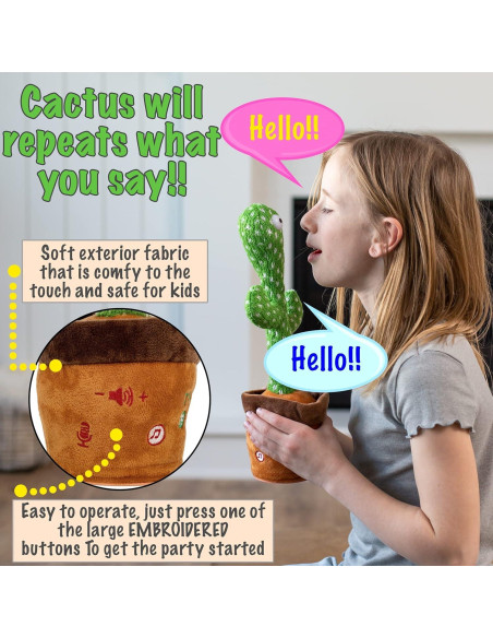 Juguete Cactus Bailarín Tiny Tots Toys - 125 Canciones LED
