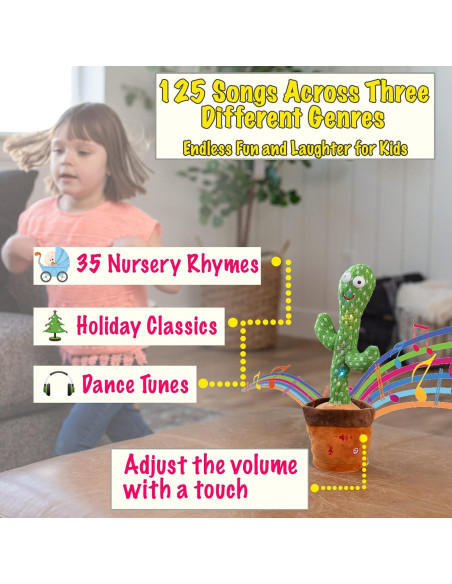 Juguete Cactus Bailarín Tiny Tots Toys - 125 Canciones LED