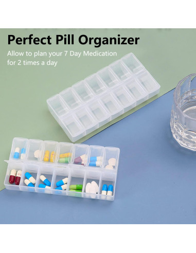 Organizador de Pastillas Halyuhn 2 Piezas 7 Días Transparente
