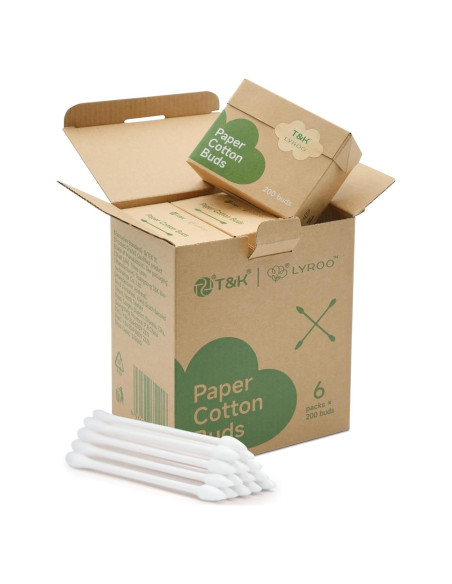 Bastoncillos de Algodón Biodegradables T&K - 1200 Unidades
