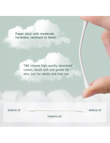 Bastoncillos de Algodón Biodegradables T&K - 1200 Unidades