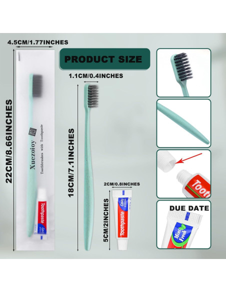 Cepillos de dientes desechables Xuezoioy con pasta - 60 unidades