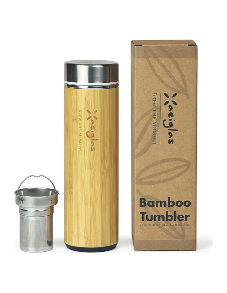 Botella Infusora de Té Xaeiglas 532 ml de Bambú Aislada