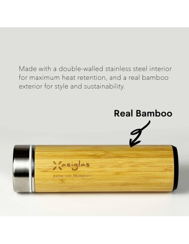 Botella Infusora de Té Xaeiglas 532 ml de Bambú Aislada