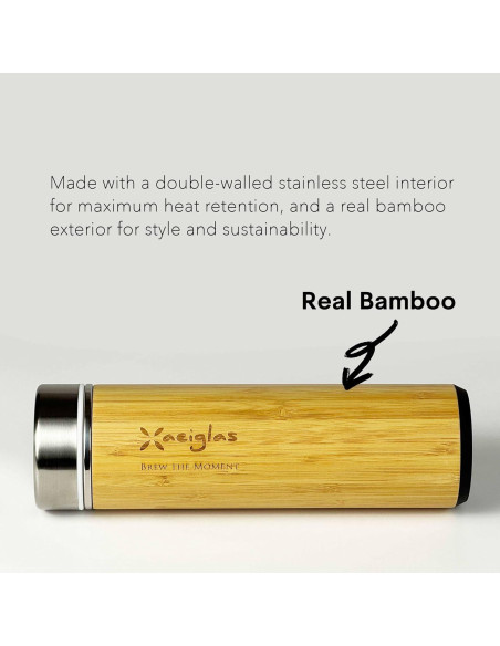 Botella Infusora de Té Xaeiglas 532 ml de Bambú Aislada