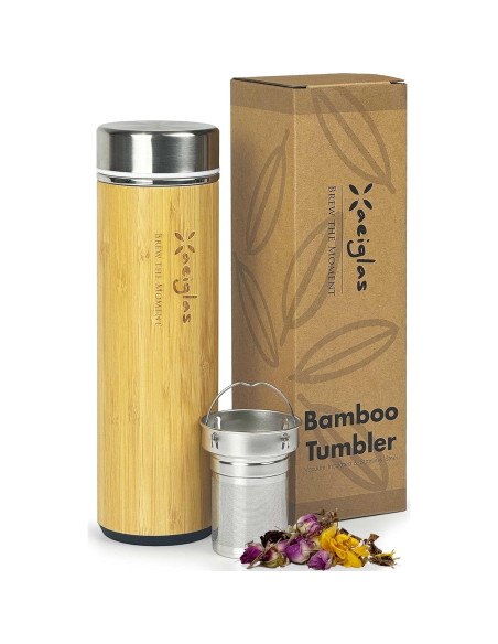 Botella Infusora de Té Xaeiglas 532 ml de Bambú Aislada