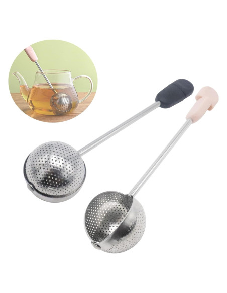 Infusores de Té de Acero Inoxidable Joyangy - 2 Piezas Rosa y Negro