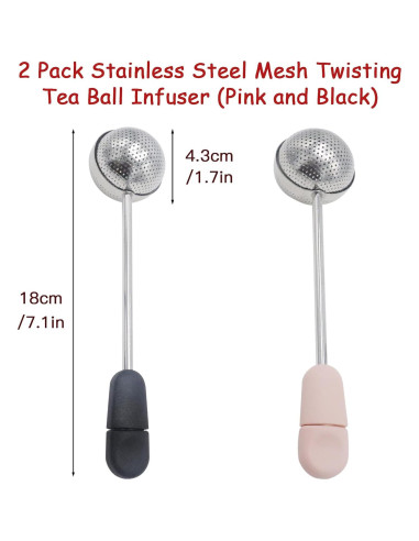 Infusores de Té de Acero Inoxidable Joyangy - 2 Piezas Rosa y Negro