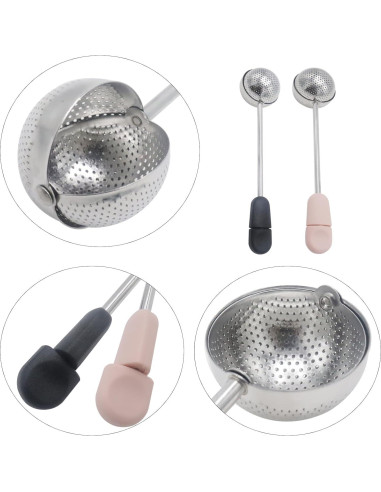 Infusores de Té de Acero Inoxidable Joyangy - 2 Piezas Rosa y Negro