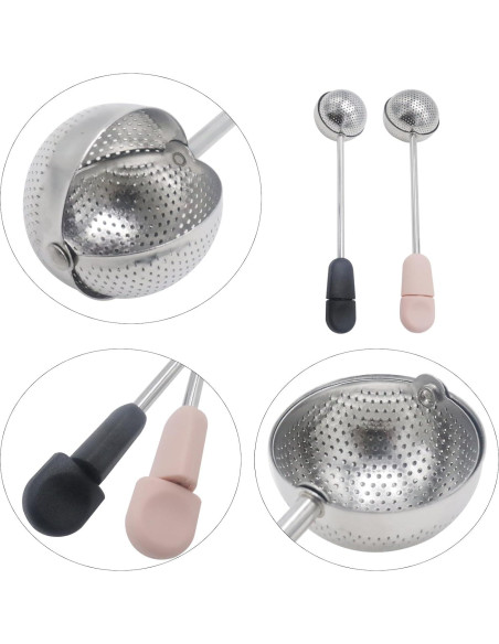 Infusores de Té de Acero Inoxidable Joyangy - 2 Piezas Rosa y Negro