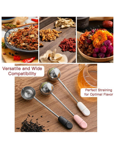 Infusores de Té de Acero Inoxidable Joyangy - 2 Piezas Rosa y Negro