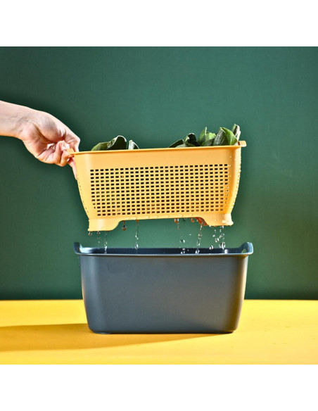 Colador de Cocina McLLinzo 2 en 1 Grande Azul/Amarillo