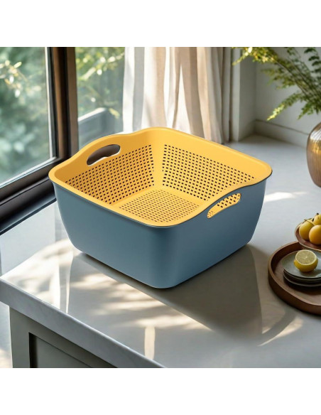 Colador de Cocina McLLinzo 2 en 1 Grande Azul/Amarillo