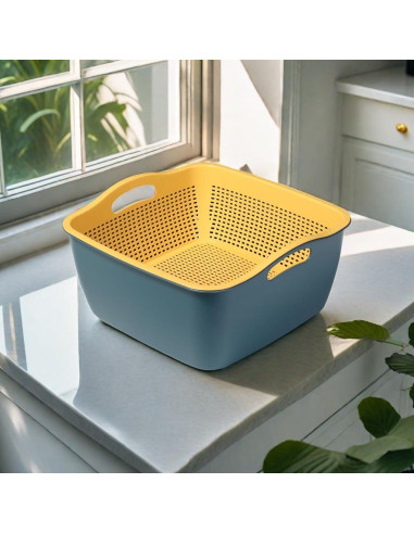 Colador de Cocina McLLinzo 2 en 1 Grande Azul/Amarillo