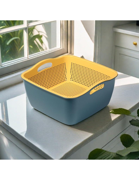 Colador de Cocina McLLinzo 2 en 1 Grande Azul/Amarillo