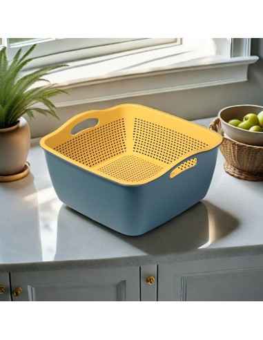 Colador de Cocina McLLinzo 2 en 1 Grande Azul/Amarillo