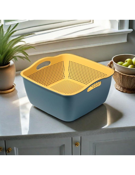 Colador de Cocina McLLinzo 2 en 1 Grande Azul/Amarillo
