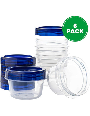 Contenedores Deli Plasticpro 113ml con Tapa Azul - 6 Piezas