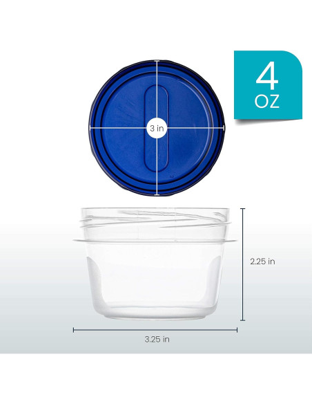 Contenedores Deli Plasticpro 113ml con Tapa Azul - 6 Piezas