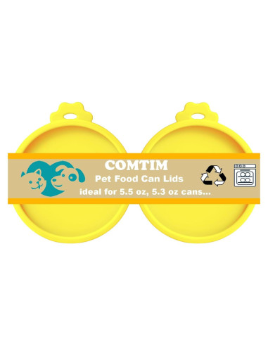Cubiertas de Silicona para Latas de Comida para Gatos Comtim - 2 Piezas Amarillo