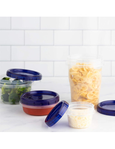 Contenedores Deli Plasticpro 113ml con Tapa Azul - 6 Piezas