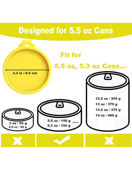 Cubiertas de Silicona para Latas de Comida para Gatos Comtim - 2 Piezas Amarillo