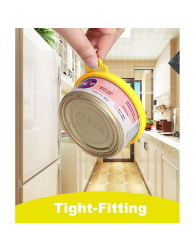 Cubiertas de Silicona para Latas de Comida para Gatos Comtim - 2 Piezas Amarillo